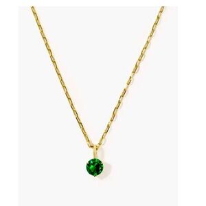 Melinda Maria Not Your Basic Pendant necklace gold/emerald 15-18” adj chain